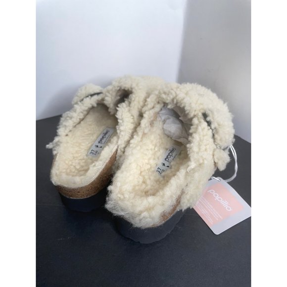NEW Birkenstock Papillio Boston Big Buckle Shearling Mule Teddy Eggshell 37 US 6 - Picture 5 of 7